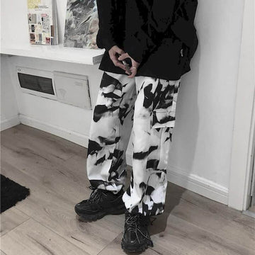 Wide leg pants men women Korean Harajuku high street retro tie-dye Cargo Pants loose hip-hop casual lovers trousers punk bottoms aidase-shop